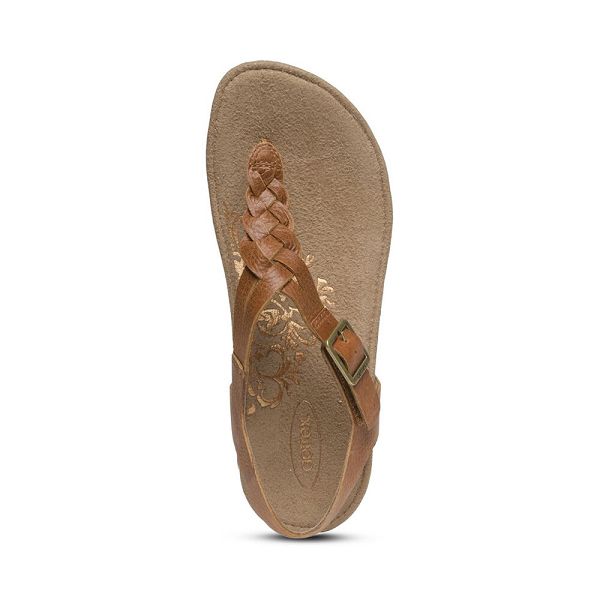 Aetrex Women's Harper Adjustable Slingback Thong Sandals - Cognac | USA 5URRV7G